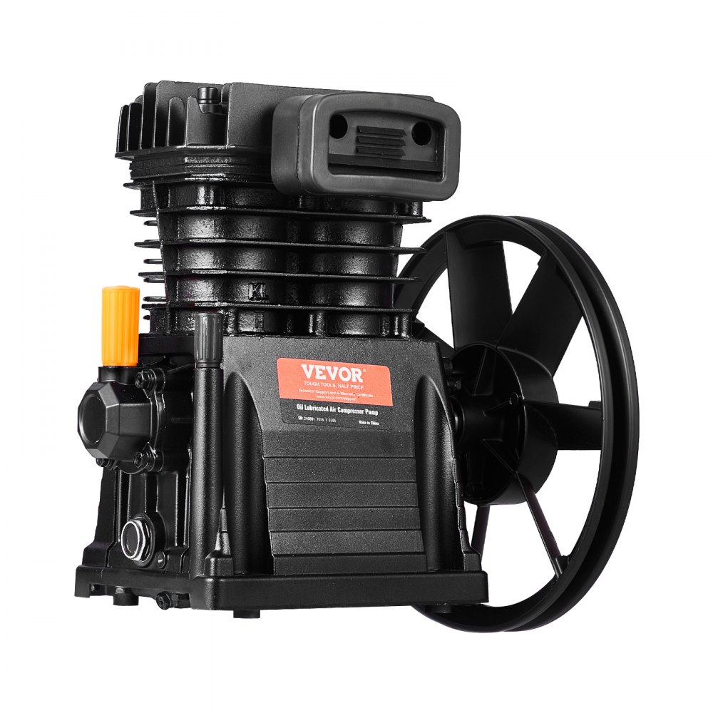 VEVOR Testa Pompa del Compressore d'Aria 3HP 5,8 CFM a 90 PSI, Testa Pompa del Compressore d'Aria 2 Cilindri, Testa della Pompa Stadio Singolo con Pressione max. 116 PSI, Testa Pompa Flusso 164L/min