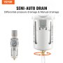 VEVOR Filtro regolatore del compressore d'aria 1/2"NPT 5μm Scarico semiautomatico a stadio singolo