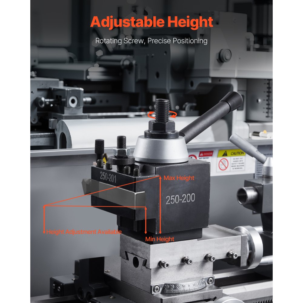 VEVOR Set di Portautensili a Cambio in Acciaio Resistente, 6 Pezzi, Include Portautensili per Tornio, Portautensili a Cuneo per Tornitura, per Mini Torni e Torni per Metallo, Oscillazione 254-381 mm