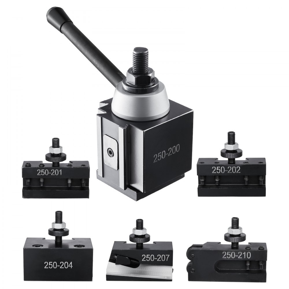 VEVOR Set di Portautensili a Cambio in Acciaio Resistente, 6 Pezzi, Include Portautensili per Tornio, Portautensili a Cuneo per Tornitura, per Mini Torni e Torni per Metallo, Oscillazione 254-381 mm