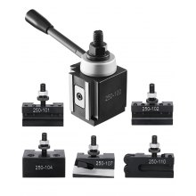 VEVOR Set di Portautensili a Cambio in Acciaio Resistente, 6 Pezzi, Set di Attrezzi a Cambio Rapido, Portautensili a Cuneo per Tornitura, per Torni per Metallo, Oscillazione 152,4-305 mm
