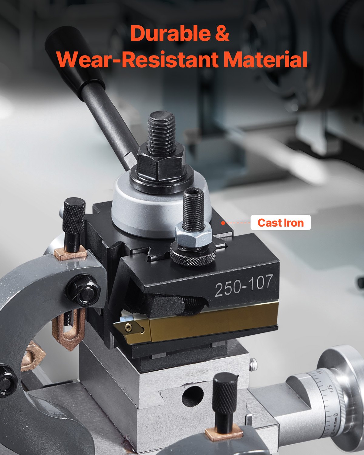 VEVOR Set di Portautensili a Cambio in Acciaio Resistente, 6 Pezzi, Set di Attrezzi a Cambio Rapido, Portautensili a Cuneo per Tornitura, per Torni per Metallo, Oscillazione 152,4-305 mm