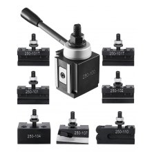 VEVOR Set di Portautensili a Cambio in Acciaio Resistente, 8 Pezzi, Include Portautensili per Tornio, Portautensili a Cuneo per Tornitura, per Mini Torni e Torni per Metallo, Oscillazione 152,4-305 mm