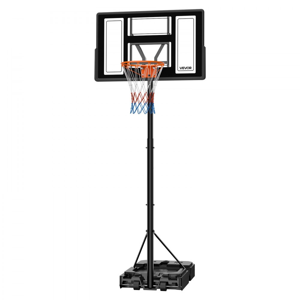 VEVOR Canestro da Basket da Esterno con Piedistallo Regolabile in Altezza Fino a 3,05 m con Ruote e Tabellone in PC da 1117,6 mm, Set di Tabelloni, Sistema di Canestro da Basket per Cortili, Piscine