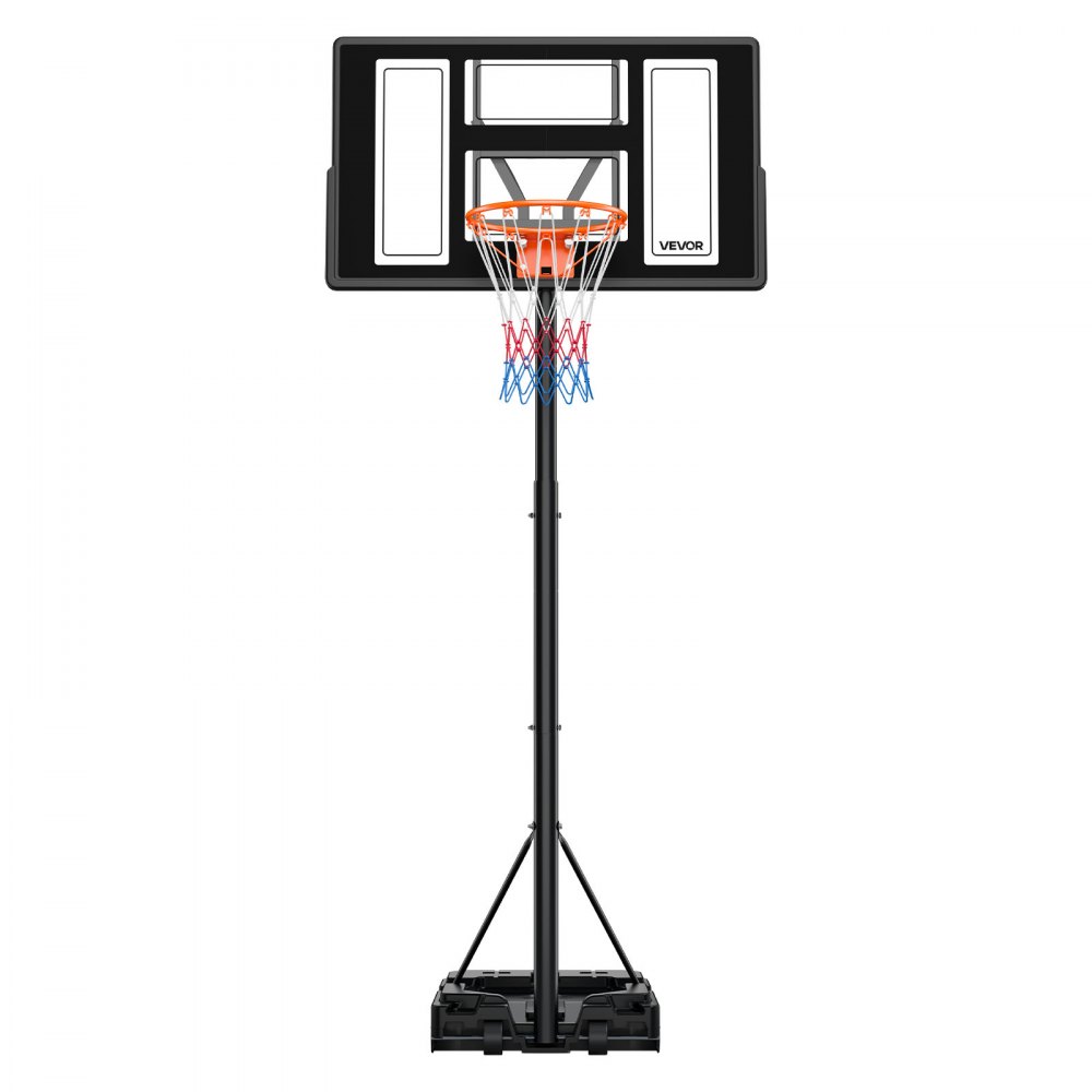 VEVOR Canestro da Basket da Esterno con Piedistallo Regolabile in Altezza Fino a 3,05 m con Ruote e Tabellone in PC da 1117,6 mm, Set di Tabelloni, Sistema di Canestro da Basket per Cortili, Piscine