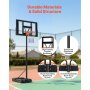 VEVOR Canestro da Basket da Esterno con Piedistallo Regolabile in Altezza Fino a 3,05 m con Ruote e Tabellone in PC da 1117,6 mm, Set di Tabelloni, Sistema di Canestro da Basket per Cortili, Piscine