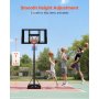 VEVOR Canestro da Basket da Esterno con Piedistallo Regolabile in Altezza Fino a 3,05 m con Ruote e Tabellone in PC da 1117,6 mm, Set di Tabelloni, Sistema di Canestro da Basket per Cortili, Piscine