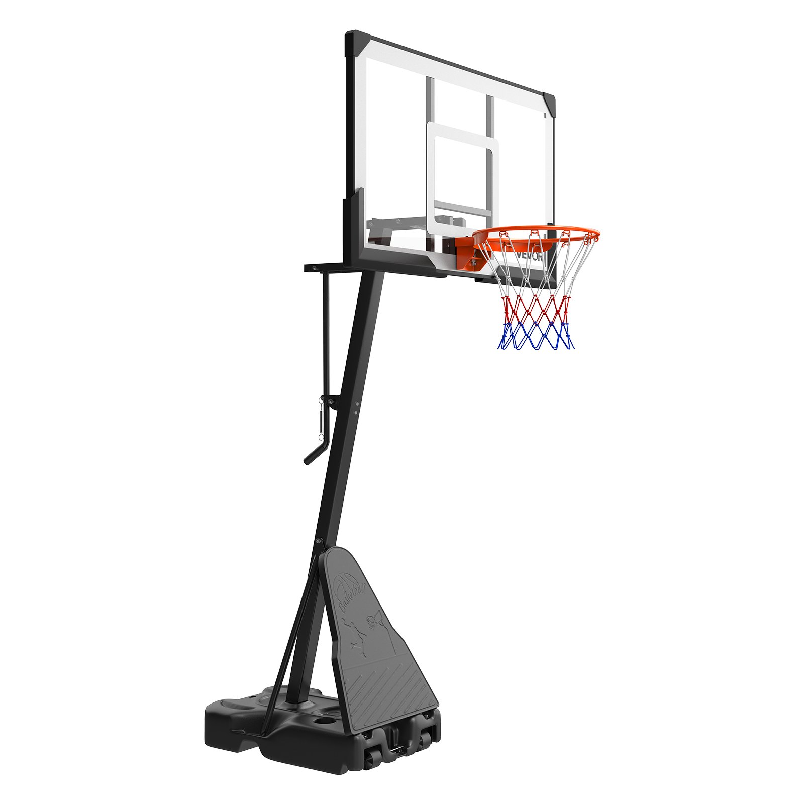 VEVOR Canestro da Basket da Esterno con Piedistallo, Altezza Regolabile da 2,3 a 3,05 m con Tabellone in PC da 139 cm, Set di Tabelloni per Sistema di Canestro da Basket per Cortili, Scuole e Parco