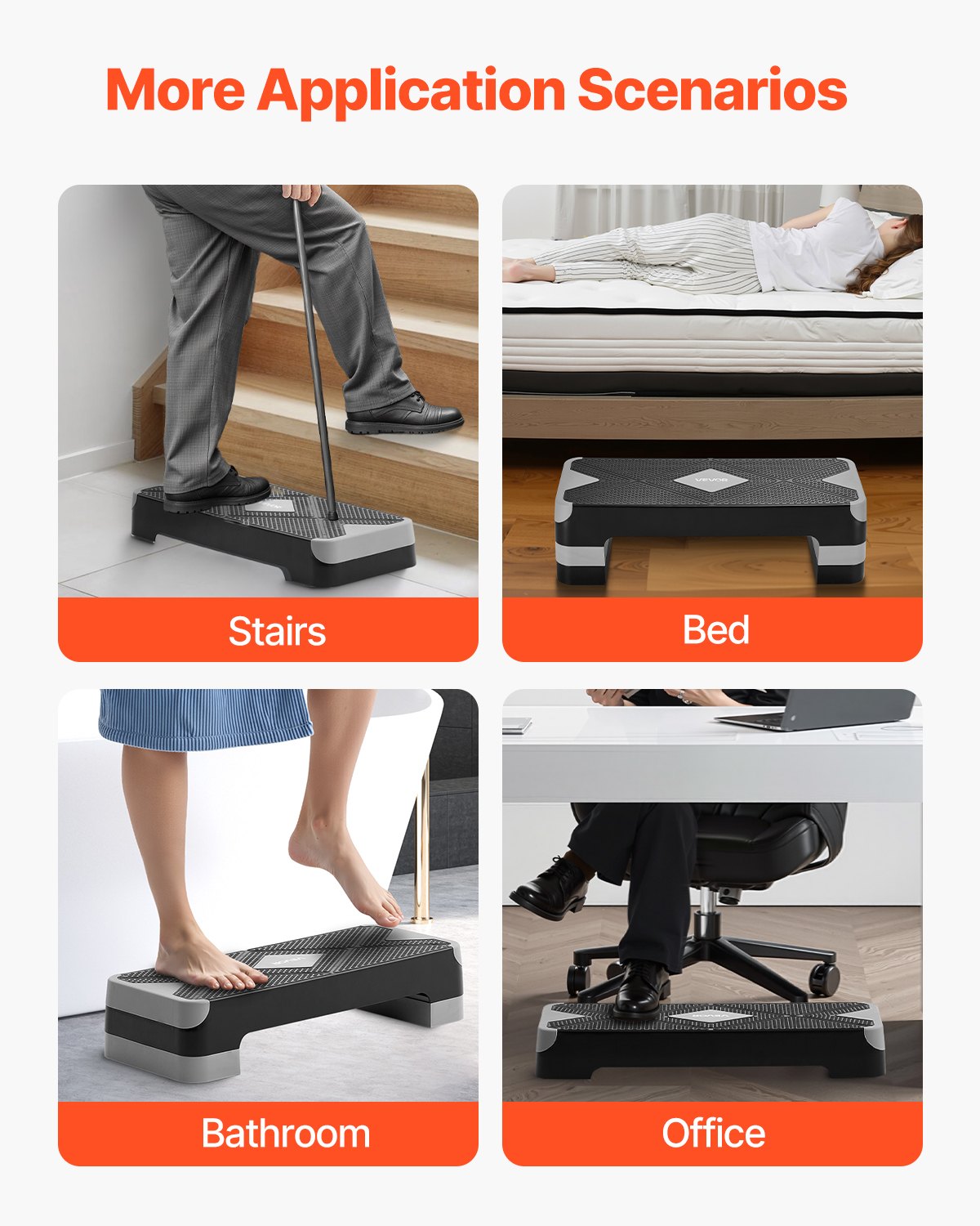 VEVOR Aerobic Stepper, Height-Adjustable Training Board (10.16-20.32 cm), Stepper Fitness with 250 kg Load Capacity, Non-Slip Surface Bench for Home Gym, Cardio Strength Training, Gray