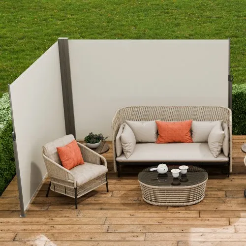 Tenda Laterale Retrattile VEVOR 200x600 Cm – Schermo Privacy Per Balcone E Giardino, Poliestere 180g/m² Impermeabile E UV30+ (Beige)