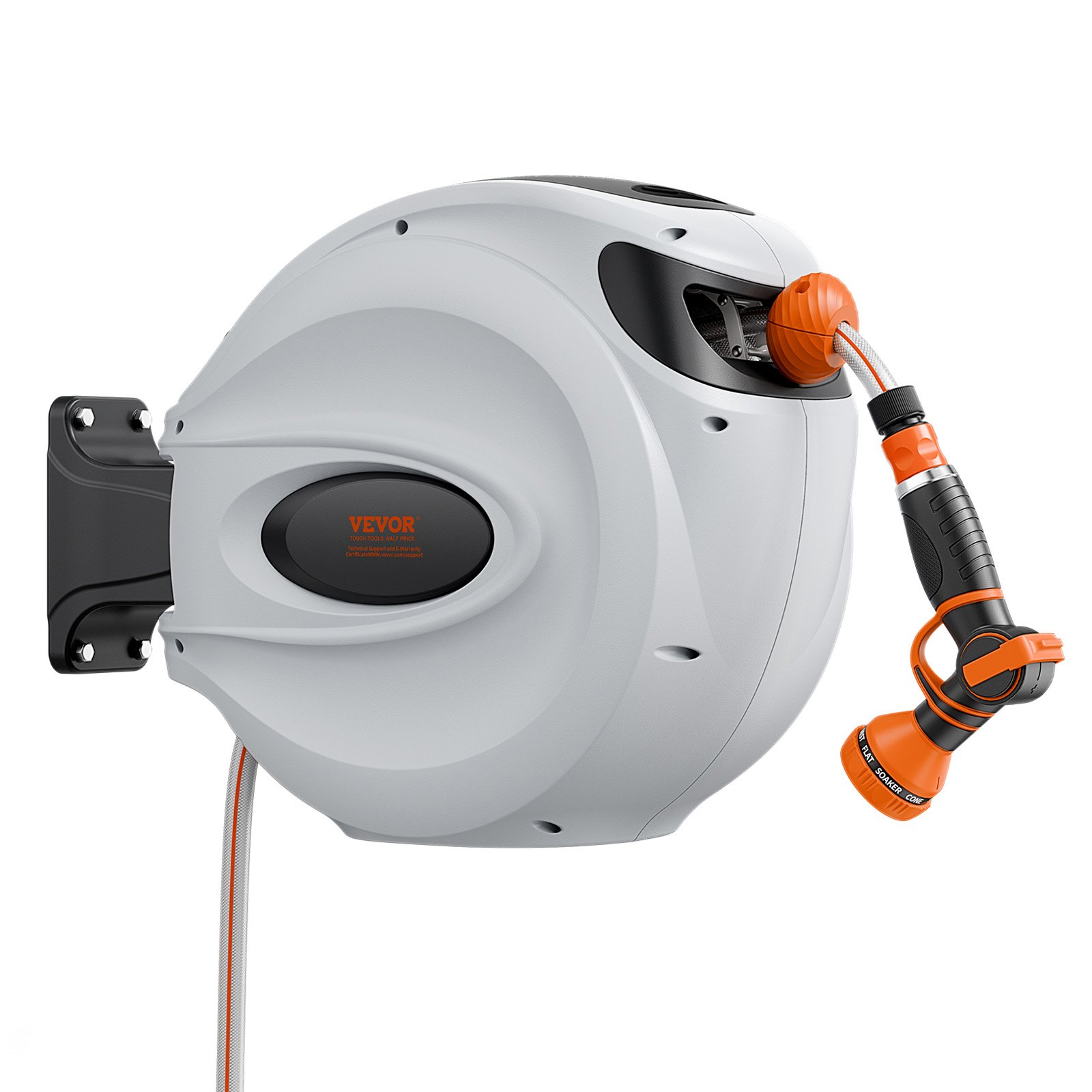 VEVOR Avvolgitubo Automatico Retrattile 20m, Diametro Tubo 12mm, Lunghezza Bloccabile, Fissaggio a Parete Girevole 180°, per Irrigazione Giardino Orto e Pulizia Domestica