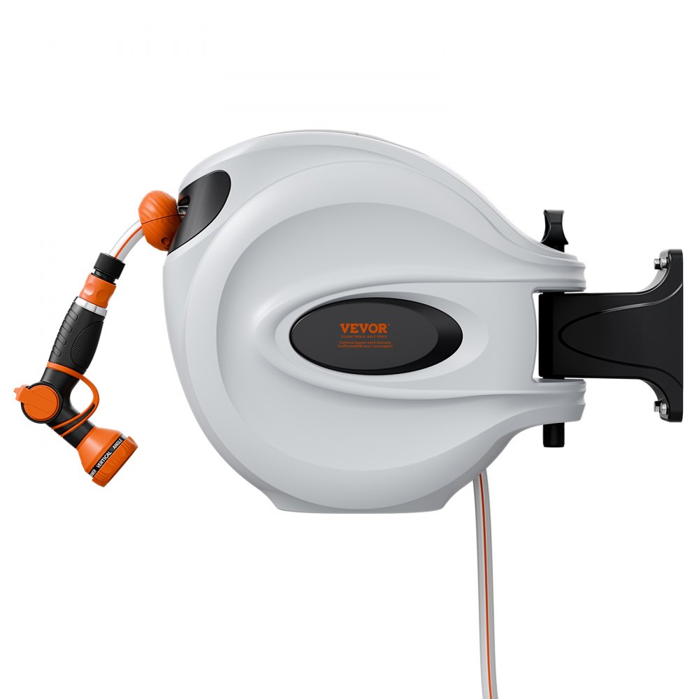 VEVOR Avvolgitubo Automatico Retrattile 25m, Diametro Tubo 12mm, Rullo per Irrigazione da Giardino, Fissaggio a Parete Girevole 180°, per Orto e Pulizia Domestica, Classe di Efficienza Energetica A