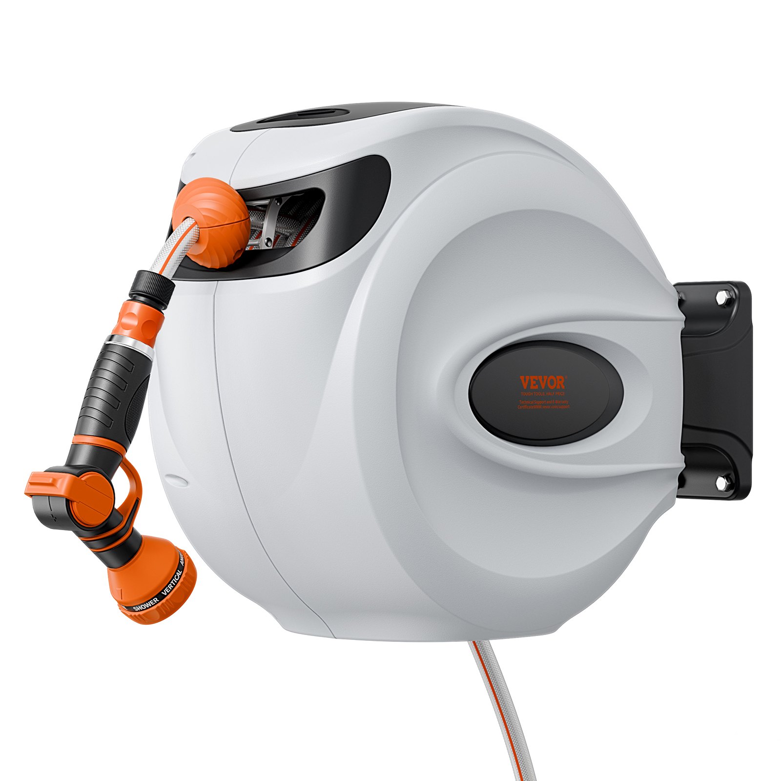 VEVOR Avvolgitubo Automatico Retrattile 25m, Diametro Tubo 12mm, Rullo per Irrigazione da Giardino, Fissaggio a Parete Girevole 180°, per Orto e Pulizia Domestica, Classe di Efficienza Energetica A