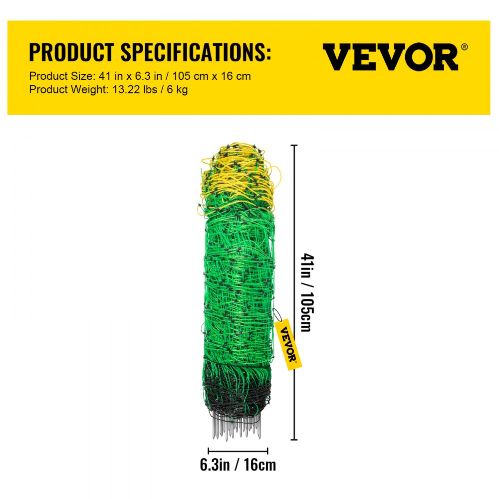 VEVOR Kit di recinzione elettrica per recinzioni per pecore 35,4"H x 164'L con pali spuntoni