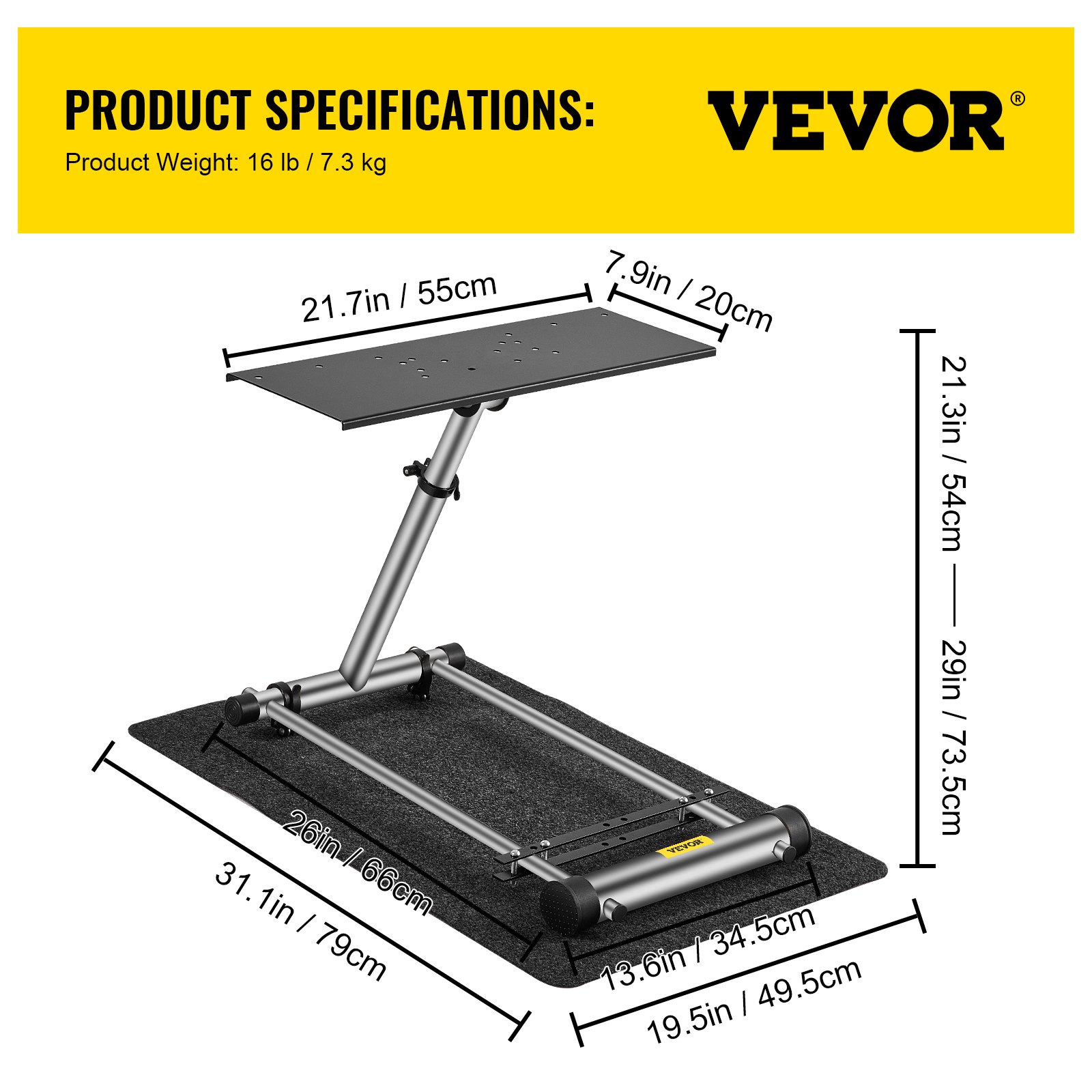 VEVOR sedia da gaming Supporto per Volante da Corsa 360° Regolabile per Logitech G29 G920 G25 G27 Simulatore Guida