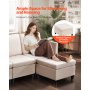 VEVOR Divano Letto Angolare con Contenitore Nascosto, con Pouf e Schiuma ad Alta Resilienza, Divano Imbottito 3 Posti con Struttura in Legno Massello per Soggiorno, Camera da Letto, Beige