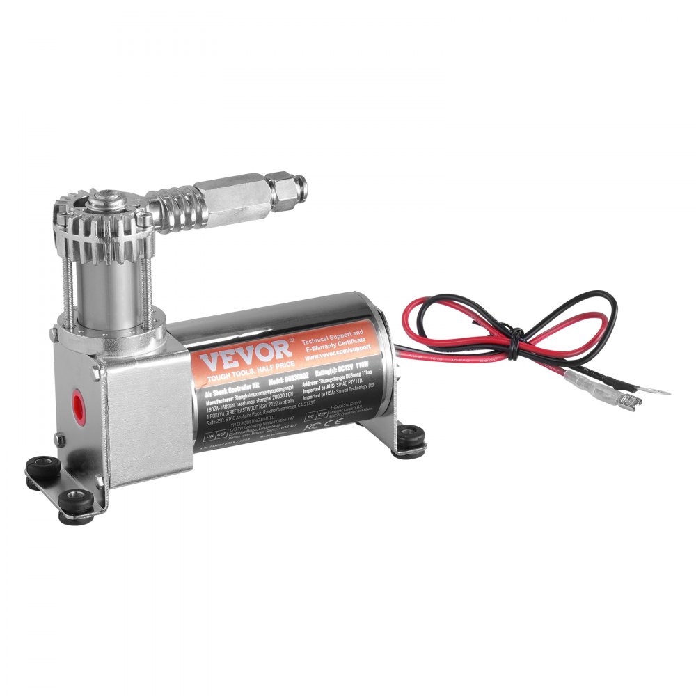 VEVOR Kit di Controllo Ammortizzatori Pneumatici 12 V 100 PSI Sistema di Compressore d'Aria di Bordo con Sistema a Percorso Singolo, Kit Compressore Sospensioni Pneumatiche, per Vari Veicoli, Nero