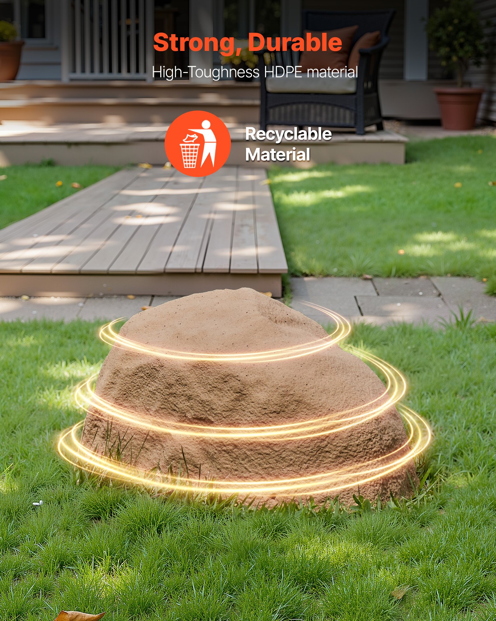 VEVOR Copertura in Finta Roccia, Copertura per Pompa da Pozzo in Finta Roccia, Consistenza Naturale Realistica, Resistente alle Intemperie per Giardino, Giallo Sabbia, Piccole Dimensioni