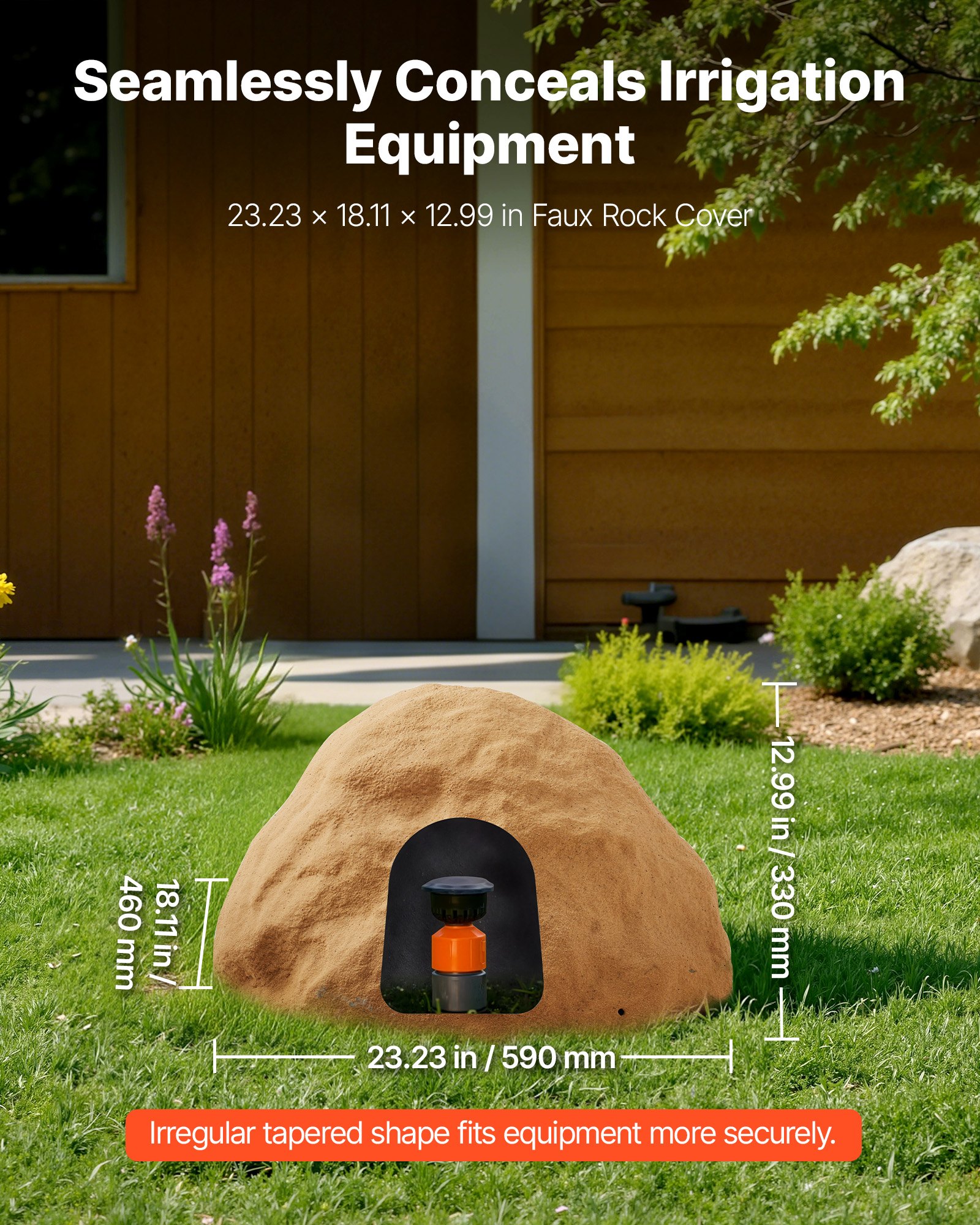 VEVOR Copertura in Finta Roccia, Copertura per Pompa da Pozzo in Finta Roccia per Esterni, Masso Artificiale Resistente alle Intemperie per l'Arredo di Giardino Cortile, Marrone Sabbia, Taglia M