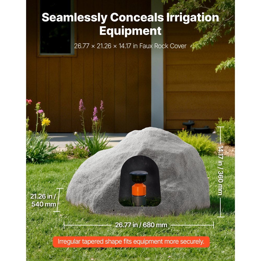 VEVOR Copertura in Finta Roccia, Copertura per Pompa da Pozzo in Finta Roccia per Esterni, Artificiale Pietra da Giardino Decorazione, per l'Arredo di Giardino Cortile, Grigio Scuro, Taglia Media