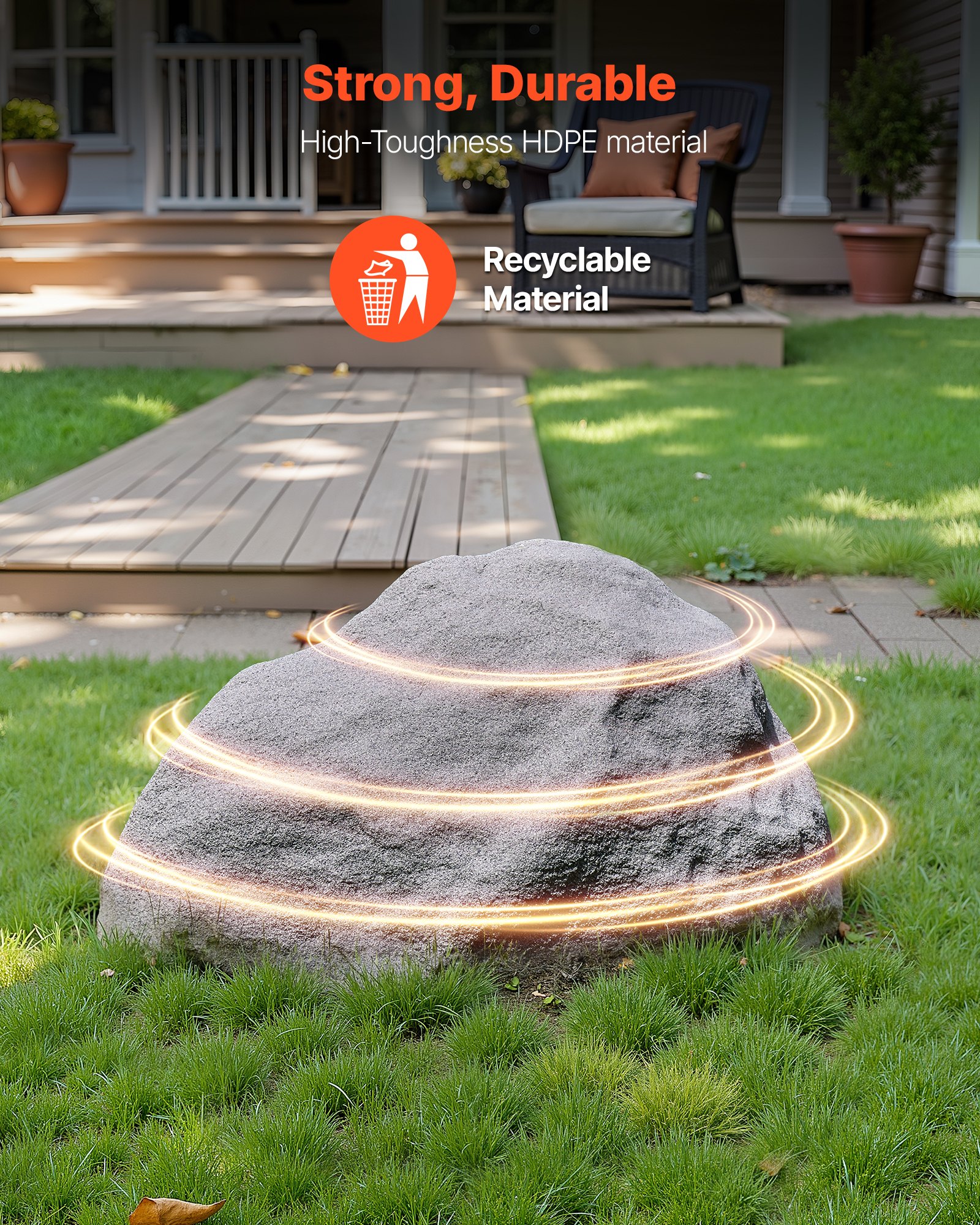 VEVOR Copertura in Finta Roccia, Copertura per Pompa da Pozzo in Finta Roccia per Esterni, Artificiale Pietra da Giardino Decorazione, per l'Arredo di Giardino Cortile, Grigio Scuro, Taglia Media