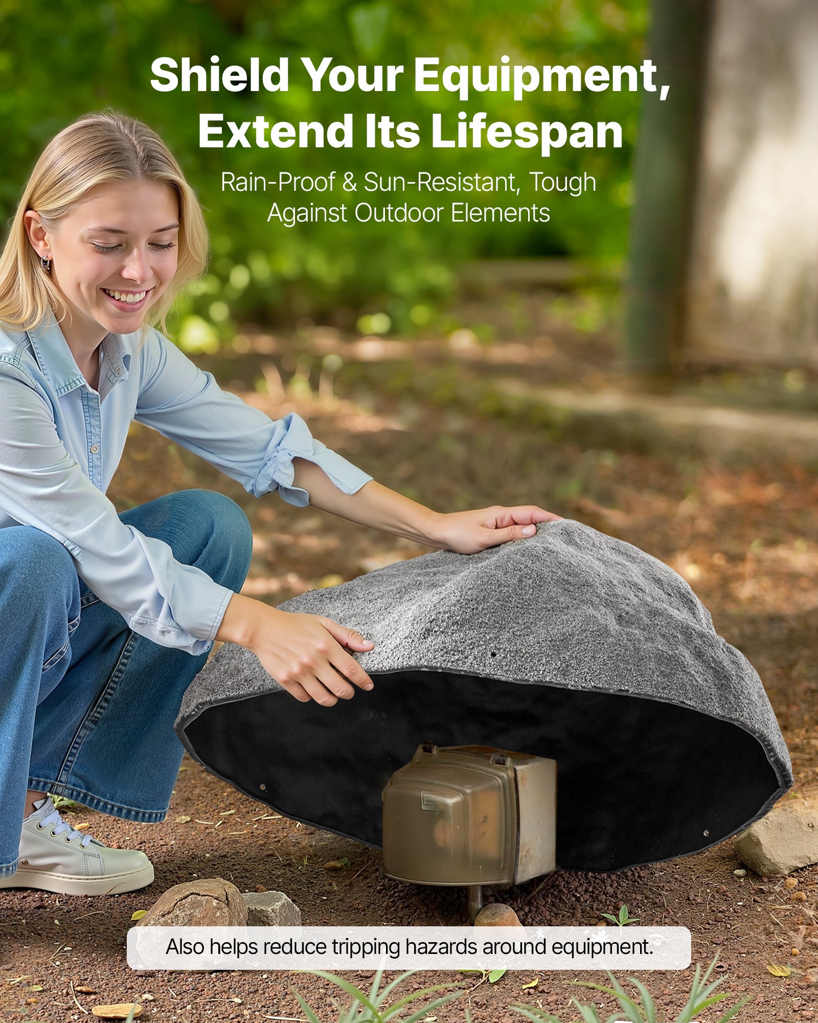 VEVOR Copertura in Finta Roccia, Copertura per Pompa da Pozzo in Finta Roccia per Esterni, Artificiale Pietra da Giardino Decorazione, per l'Arredo di Giardino Cortile, Grigio Scuro, Taglia Media