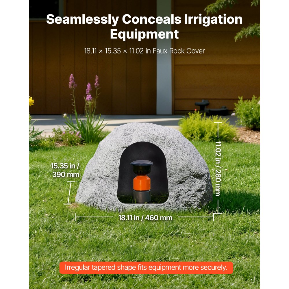 VEVOR Copertura in Finta Roccia, Copertura per Pompa da Pozzo in Finta Roccia per Esterni, Masso Artificiale Resistente alle Intemperie per l'Arredo di Giardino Cortile, Grigio, Taglia Piccola