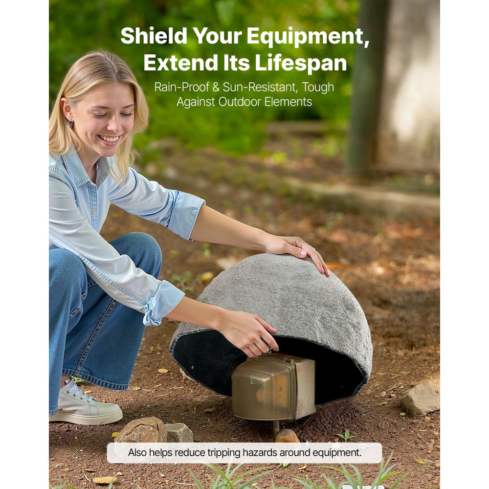 VEVOR Copertura in Finta Roccia, Copertura per Pompa da Pozzo in Finta Roccia per Esterni, Masso Artificiale Resistente alle Intemperie per l'Arredo di Giardino Cortile, Grigio, Taglia Piccola