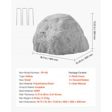 VEVOR Copertura in Finta Roccia, Copertura per Pompa da Pozzo in Finta Roccia per Esterni, Masso Artificiale Resistente alle Intemperie per l'Arredo di Giardino Cortile, Grigio, Taglia Piccola
