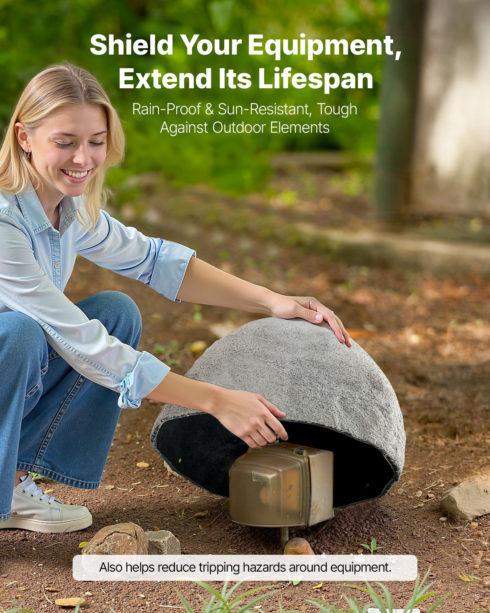 VEVOR Copertura in Finta Roccia, Copertura per Pompa da Pozzo in Finta Roccia per Esterni, Masso Artificiale Resistente alle Intemperie per l'Arredo di Giardino Cortile, Grigio, Taglia Piccola