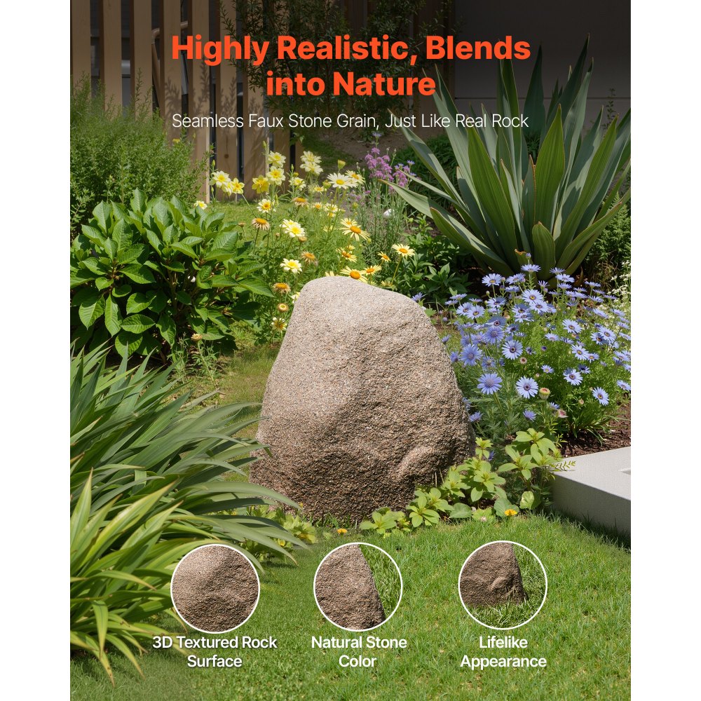 VEVOR Copertura in Finta Roccia, Copertura per Pompa da Pozzo in Finta Roccia per Esterni, Masso Artificiale Resistente alle Intemperie per l'Arredo di Giardino Cortile, Marrone Sabbia, Taglia S