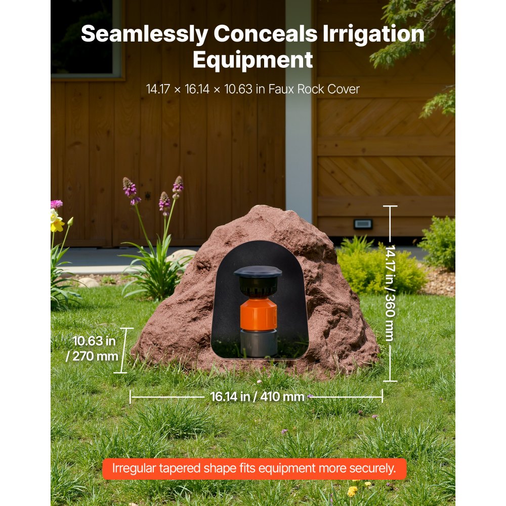 VEVOR Copertura in Finta Roccia, Copertura per Pompa da Pozzo in Finta Roccia per Esterni, Artificiale Pietra Leggera da Giardino Decorazione, per l'Arredo di Giardino Cortile, Marrone, Taglia S