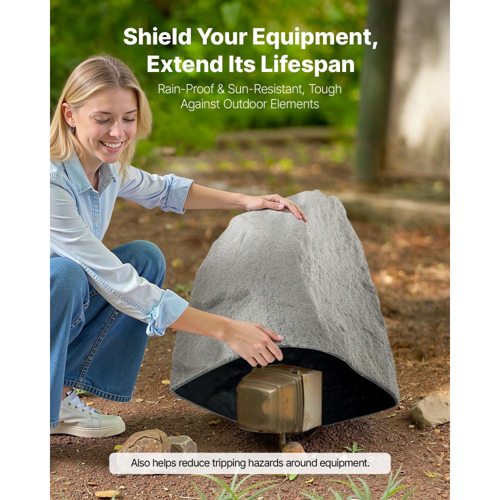 VEVOR Copertura in Finta Roccia, Copertura per Pompa da Pozzo in Finta Roccia per Esterni, Artificiale Pietra Leggera da Giardino Decorazione, per l'Arredo di Giardino Cortile, Grigio, Taglia M