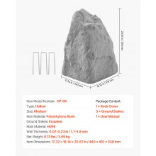 VEVOR Copertura in Finta Roccia, Copertura per Pompa da Pozzo in Finta Roccia per Esterni, Artificiale Pietra Leggera da Giardino Decorazione, per l'Arredo di Giardino Cortile, Grigio, Taglia M