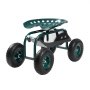 VEVOR  Rolling Garden Cart with Swivel Seat, Heavy Duty Garden Seat with Storage Basket & Tool Tray, 300 lbs Weight Capacity, Outdoor Utility Gardening Stool Scooter for Lawn Yard Planting Weeding