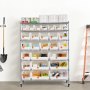 VEVOR Scaffale Portaoggetti Mobile a 7 Ripiani, 26 Contenitori Portaoggetti, Sistema di Scaffalature in Filo d'Acciaio con Ruote, per Garage, Magazzino, Ufficio, Ristorante, Aula, Cucina