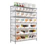 VEVOR Scaffale Portaoggetti Mobile a 7 Ripiani, 26 Contenitori Portaoggetti, Sistema di Scaffalature in Filo d'Acciaio con Ruote, per Garage, Magazzino, Ufficio, Ristorante, Aula, Cucina