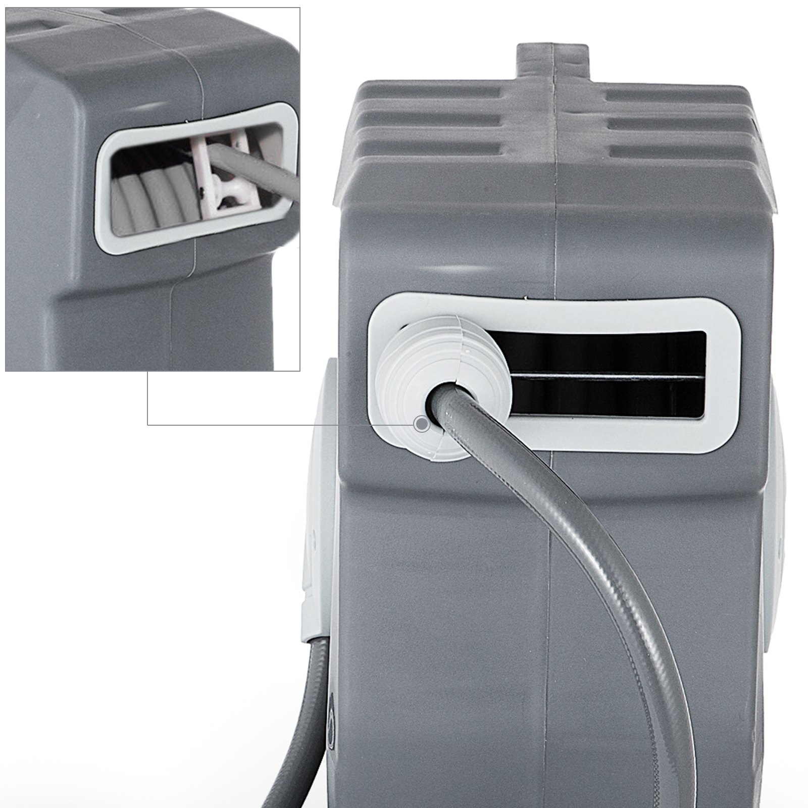 VEVOR Avvolgitubo per Aria Compressa Grigio, 20m Arrotolatore Avvolgitubo con Riavvolgimento Automatico, Montaggio a Parete, Avvolgitubo Retrattile da 66 Piedi, Utensili per Compressori Linea Girevole