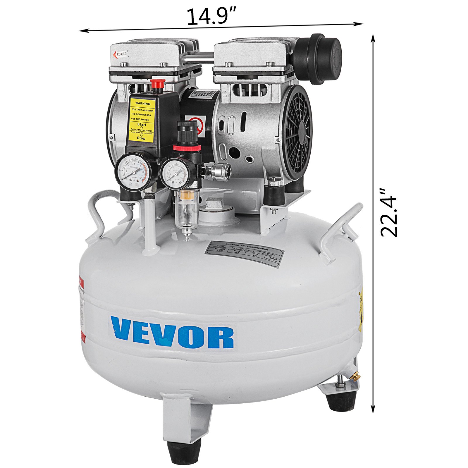 Compressore D'aria Senza Olio 5,5 Galloni Ultra Silenzioso Serbatoio Da 25l 550w