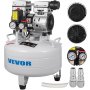 VEVOR Compressore d'Aria Senza Olio Ultra Silenzioso da 6,6 Galloni, Compressore Silenziato, Compressore d'Aria 850 W, Rumorosità meno 48 dB, Compressore d'aria Portatile Senza Olio Verticale