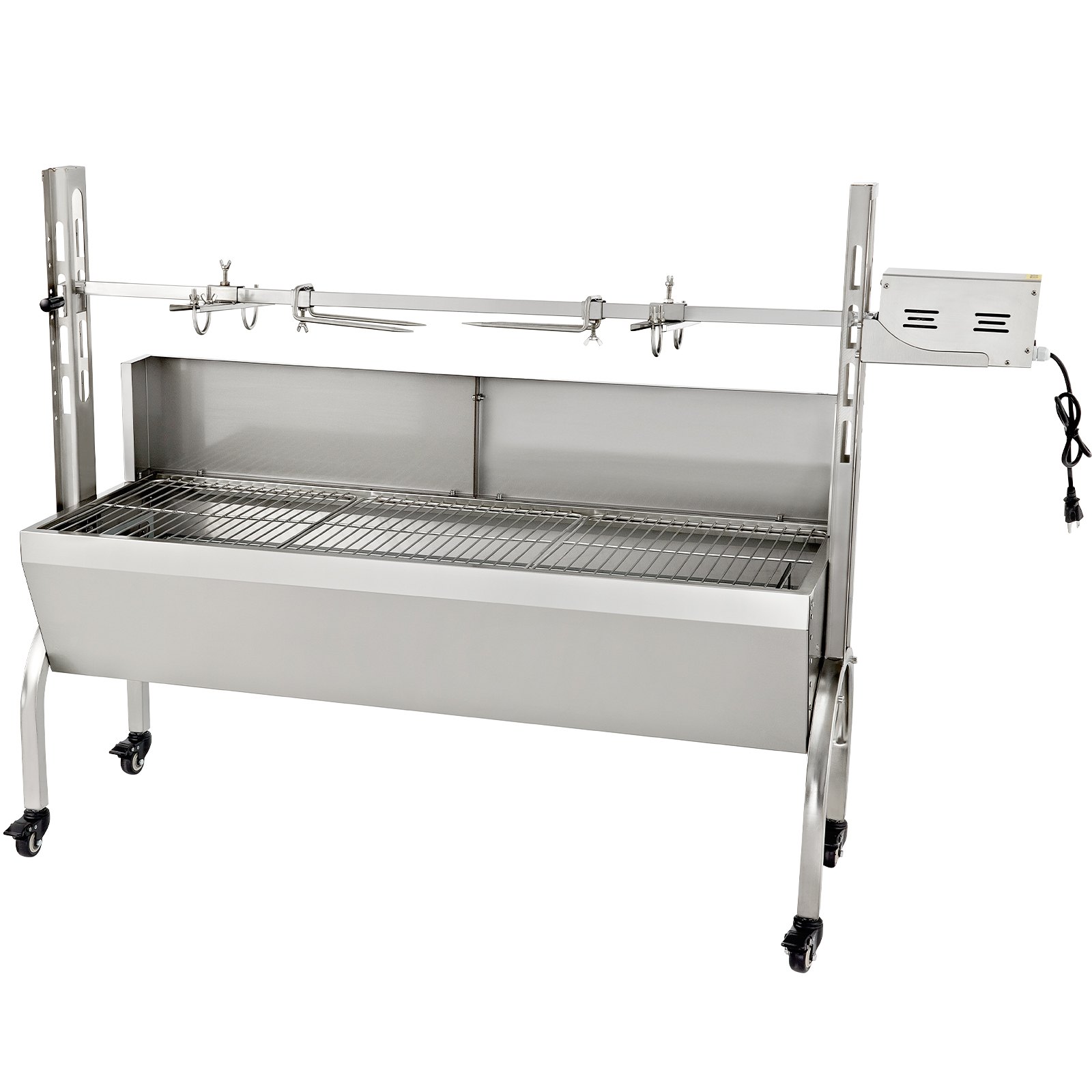 VEVOR Girarrosto Elettrico 40W in Acciaio Inox con Griglia Forchetta per Agnello Tacchino Barbecue Esterno da Campeggio Carico Max 60kg Set Girarrosto