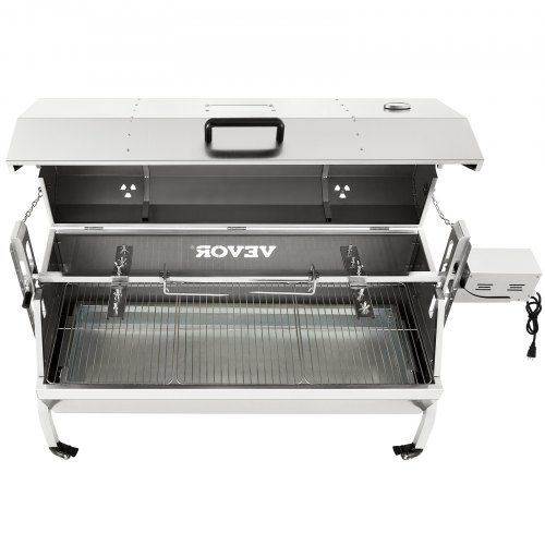 Set Spiedini BBQ 107 Cm Con Motore 220V E 2 Forchette In Acciaio Inox 304 – Girarrosto Elettrico Per Arrosti E Polli, Carico 10 Kg