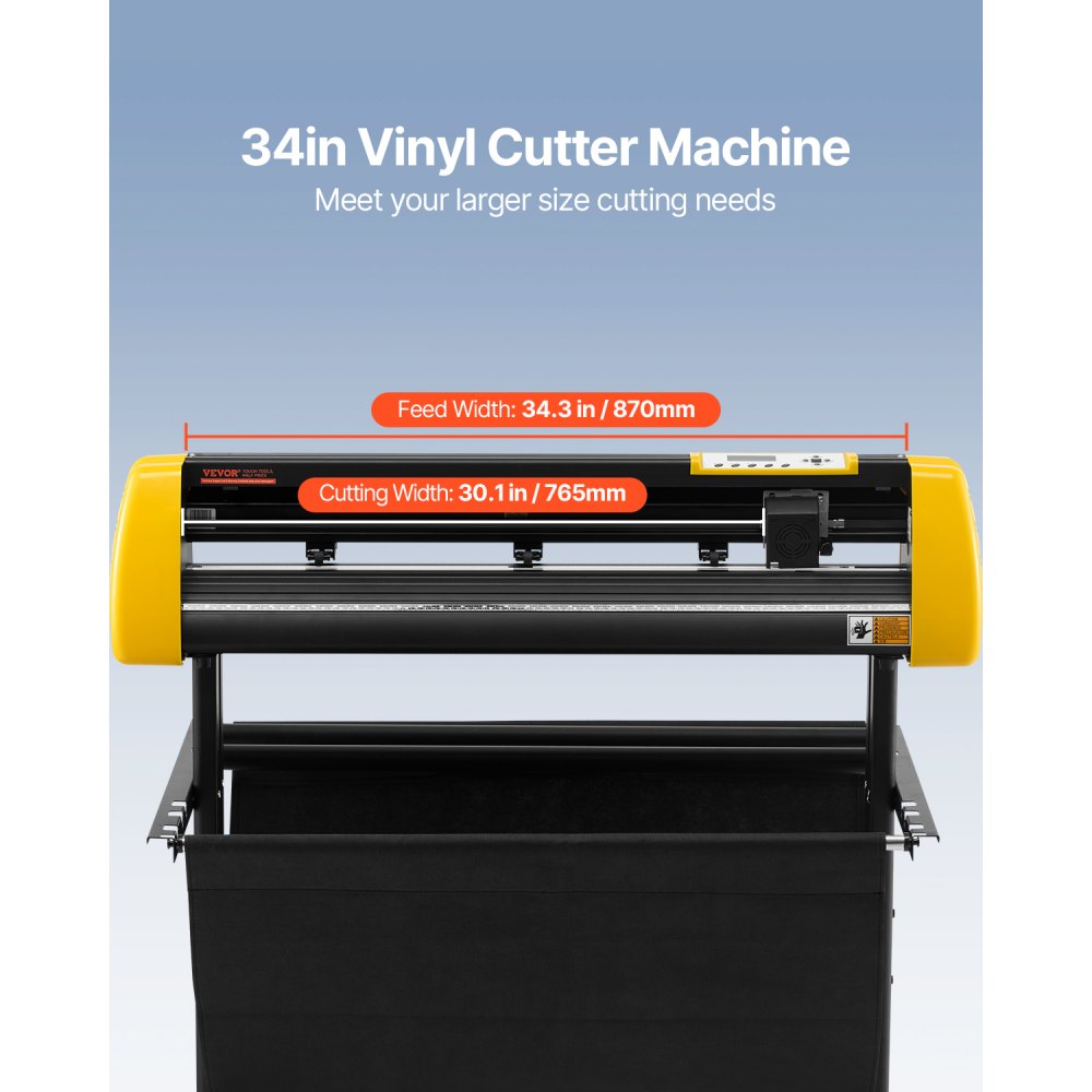 VEVOR Taglierina per Vinile, Plotter da Taglio con Alimentazione Carta Massima 870 mm Stampante per Schermo LCD per Taglio Automatico dei Contorni della Fotocamera con Forza Velocità Regolabili