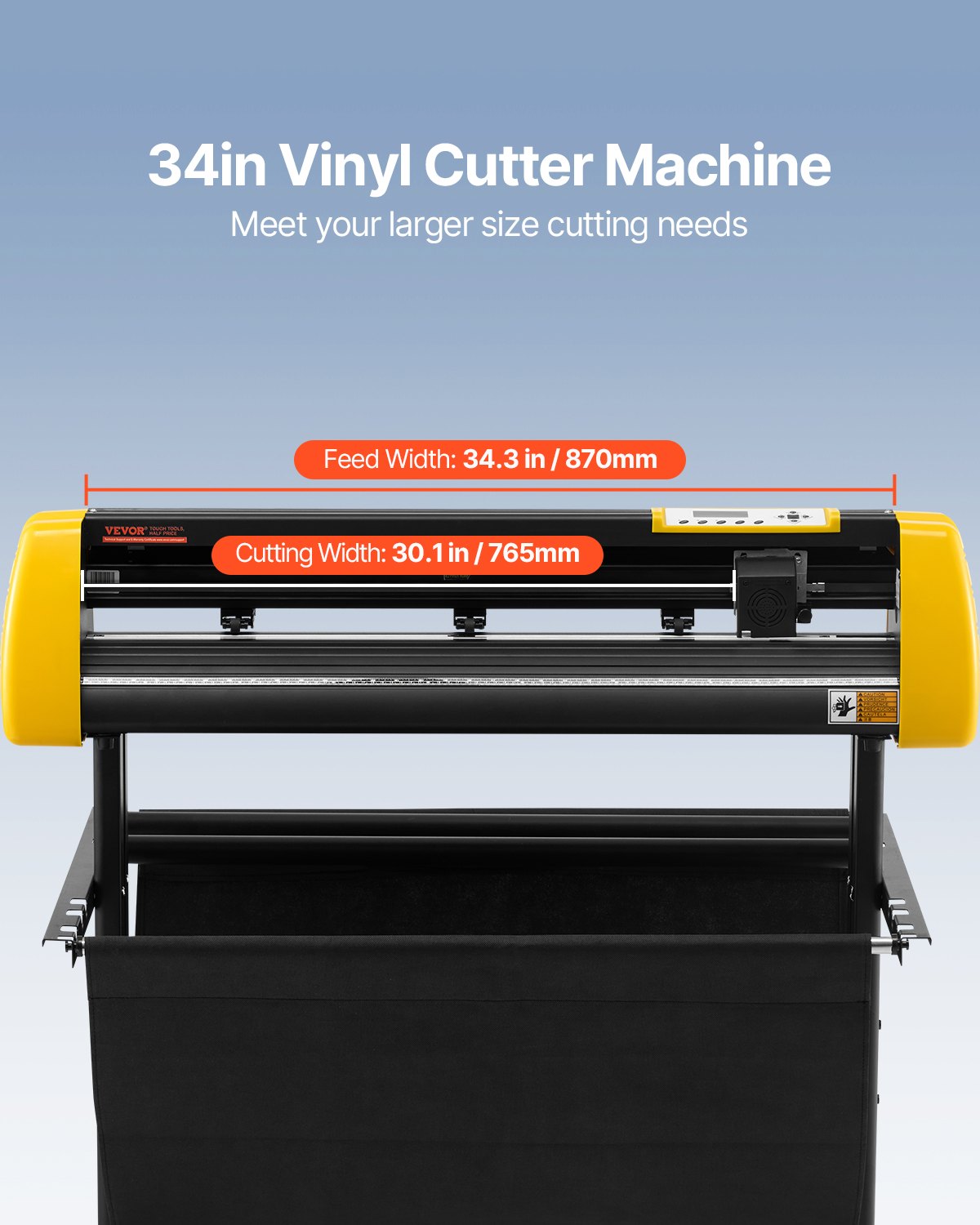 VEVOR Taglierina per Vinile, Plotter da Taglio con Alimentazione Carta Massima 870 mm Stampante per Schermo LCD per Taglio Automatico dei Contorni della Fotocamera con Forza Velocità Regolabili