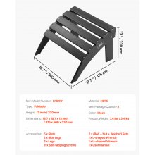 VEVOR Poggiapiedi Pieghevole Adirondack Ottoman HDPE Resistente Intemperie Nero