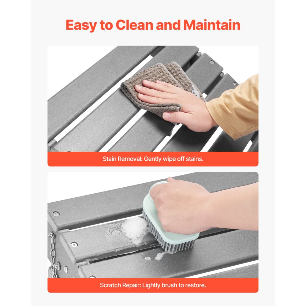 VEVOR Pouf Adirondack Pieghevole in Plastica HDPE, Pouf Adirondack Resistente alle Intemperie per Patio Poggiapiedi per Sedia Adirondack, Utilizzato per Esterni Portico Piscina Prato Cortile, Grigio