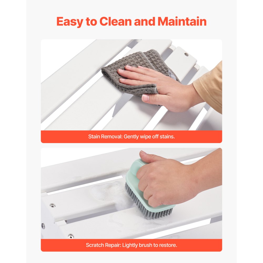 VEVOR Pouf Adirondack Pieghevole in Plastica HDPE, Pouf Adirondack Resistente alle Intemperie per Patio Poggiapiedi per Sedia Adirondack, Utilizzato per Esterni Portico Piscina Prato Cortile, Bianco