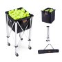 VEVOR Tramoggia per Palline da Tennis Pieghevole, Contiene 150 Palline da Tennis, Carrello didattico Sportivo Portatile in Lega di Alluminio con Ruote, Borsa Rimovibile,  per Giocatore di Tennis