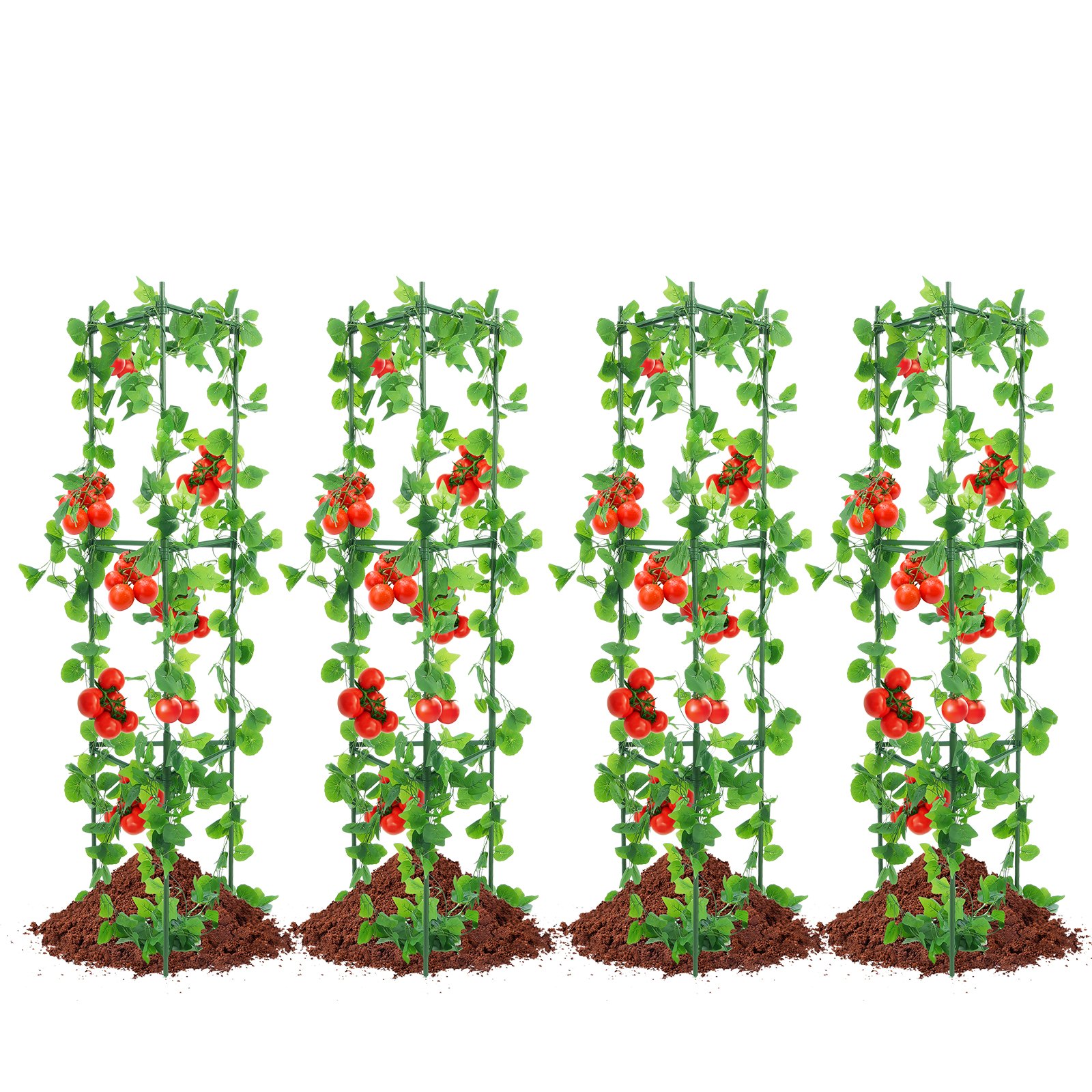VEVOR 6-Pack Tomato Cages for the Garden, 48-Inch Tomato Trellis Plant Stakes Support, Stackable Tall Plant Support Cage, for Raised Beds, Vegetables, Flowers and Climbing Plants