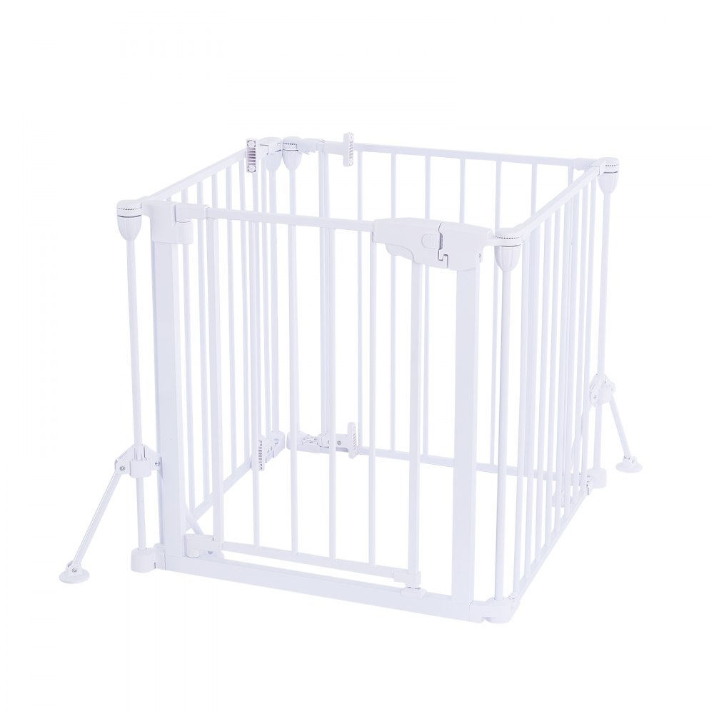 VEVOR Cancello di Sicurezza per Camino 4 Pz Senza Foratura Altezza 622 mm, Bianco, per Stufa, Doppio Supporto Triangolare, Struttura in Metallo, Autoportante o Montabile a Parete, Forme Flessibili